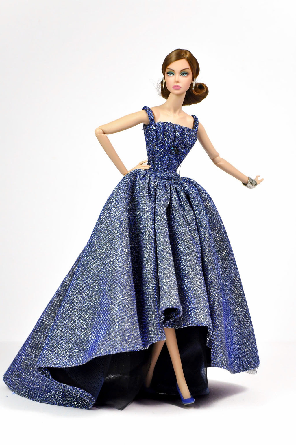 Midnight Blue Sparkle Ball Gown – High-Low Dress for Fashion Royalty