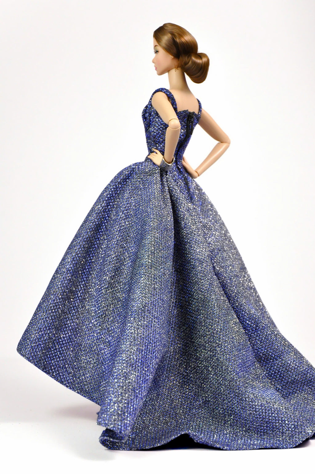 Midnight Blue Sparkle Ball Gown – High-Low Dress for Fashion Royalty