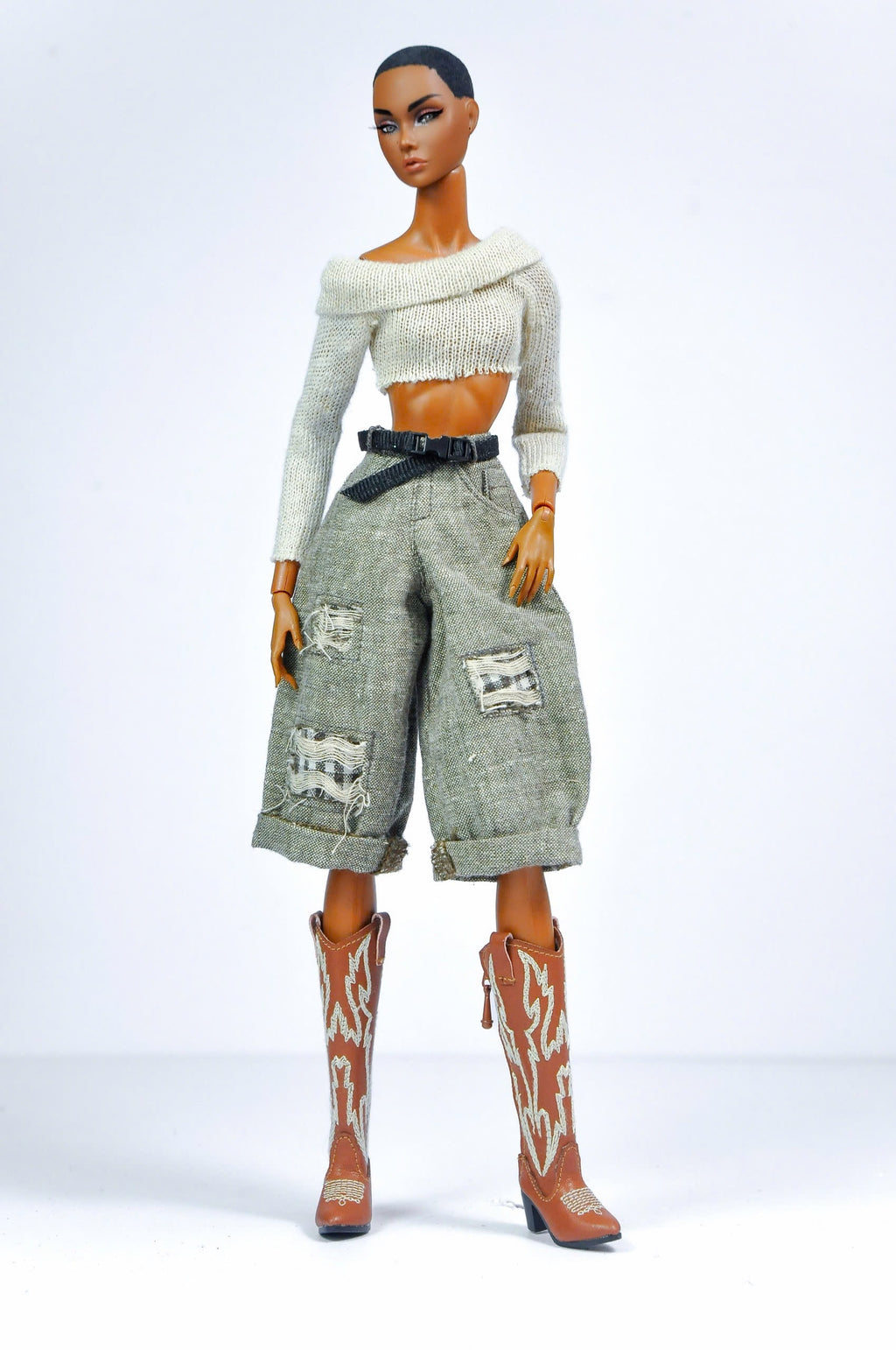 Basic Outfit – Knit Crop Top, Cargo Culottes (1/6 Scale - Fashion Royalty doll clothes)