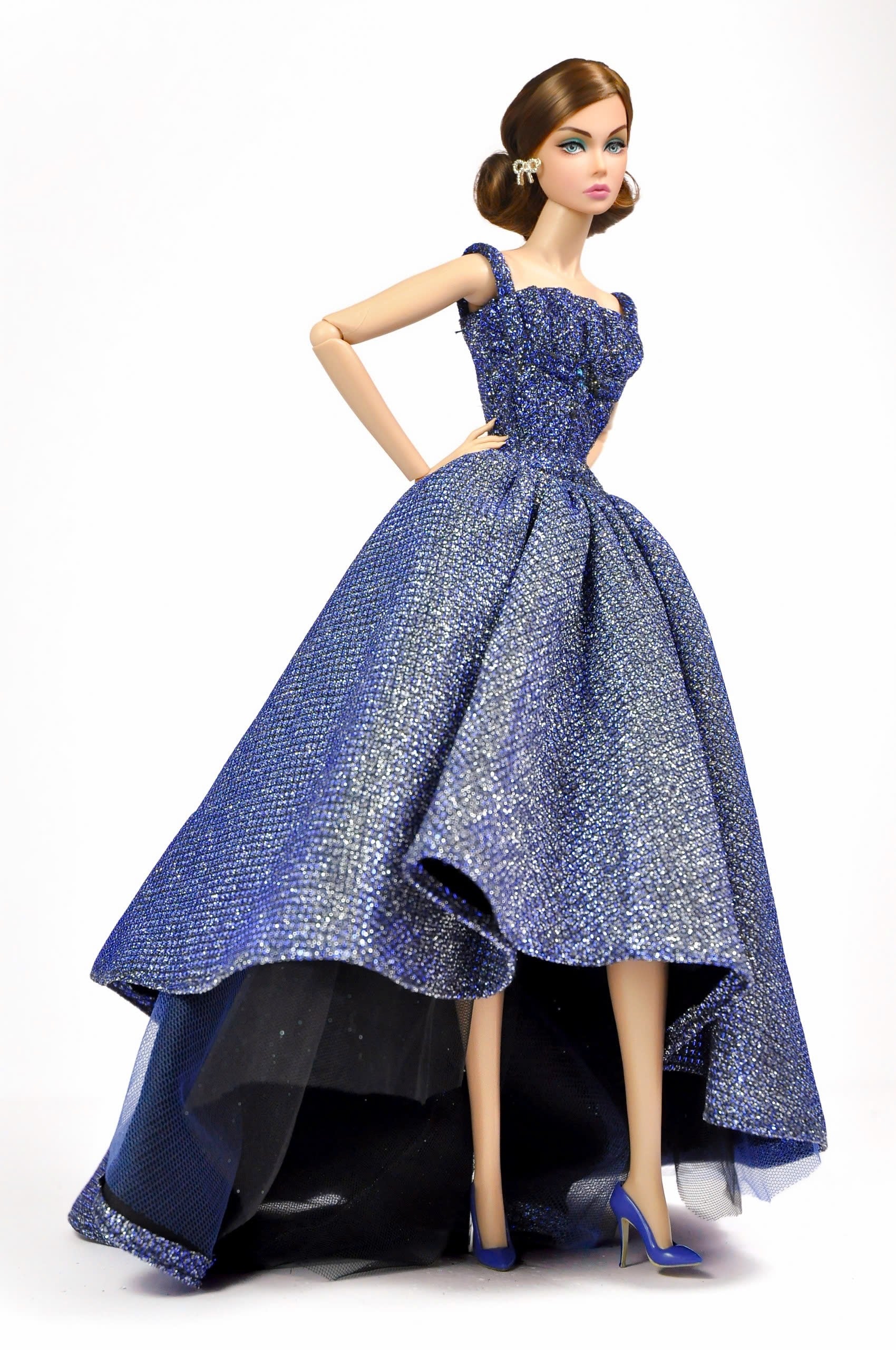 Midnight Blue Sparkle Ball Gown – High-Low Dress for Fashion Royalty