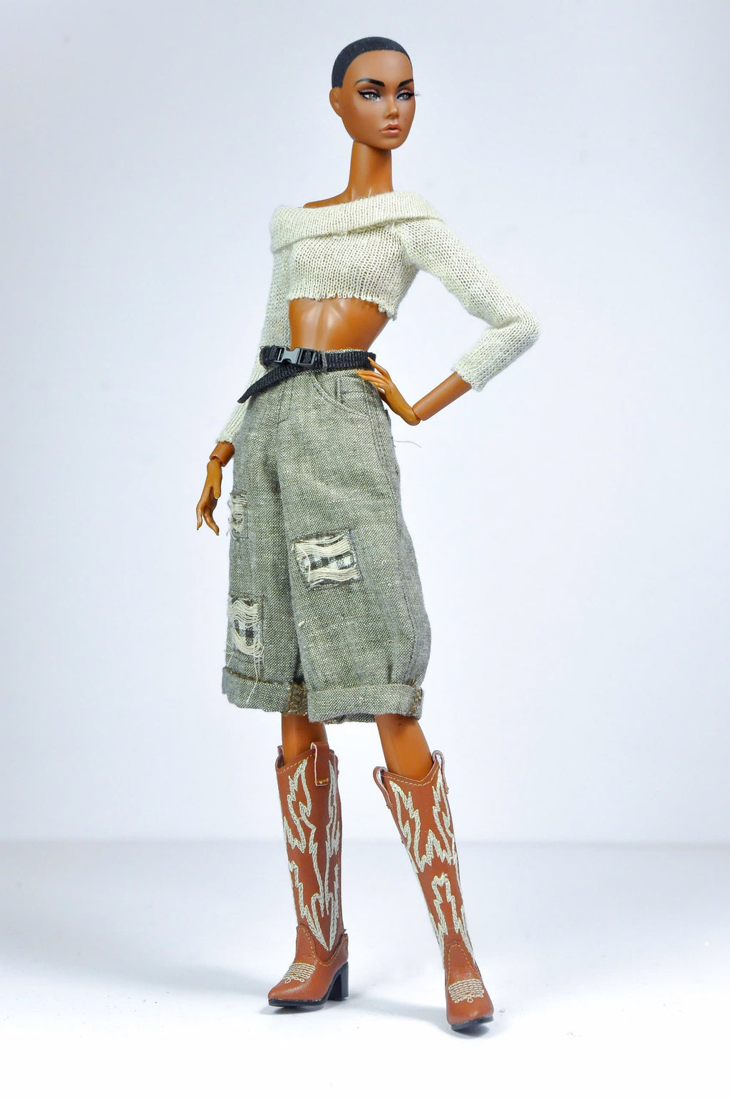 Basic Outfit – Knit Crop Top, Cargo Culottes (1/6 Scale - Fashion Royalty doll clothes)