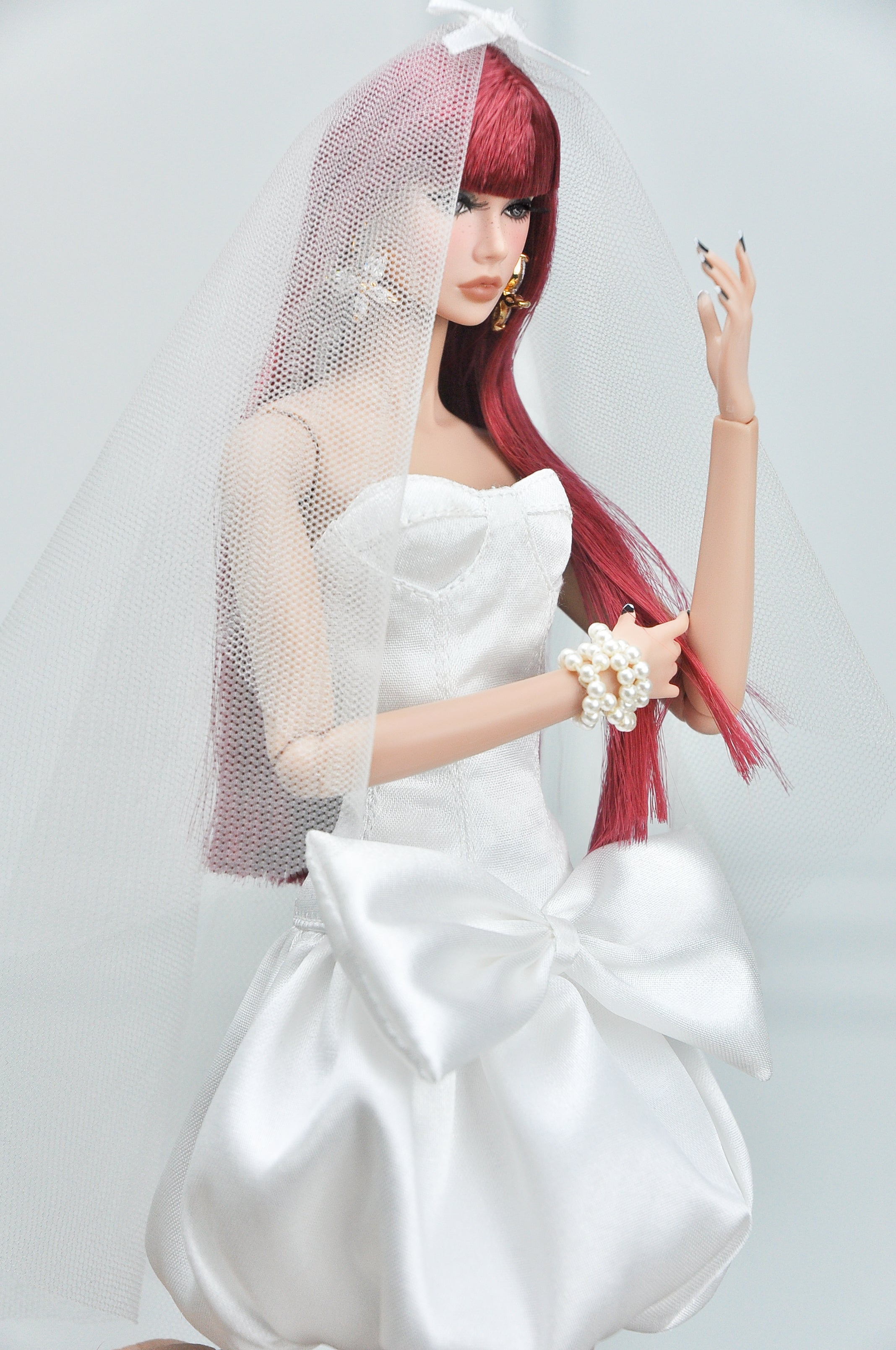 BRIDAL | Bow Whisper Bridal Mini Dress – Couture Wedding Outfit for Fashion Royalty Dolls by Plastik Tiara