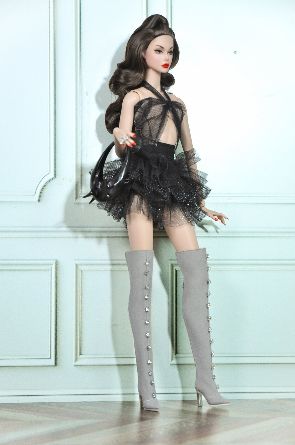 STYLE LAB |  Ruffle dress halter neck for Fashion Royalty & NU FACE doll clothes