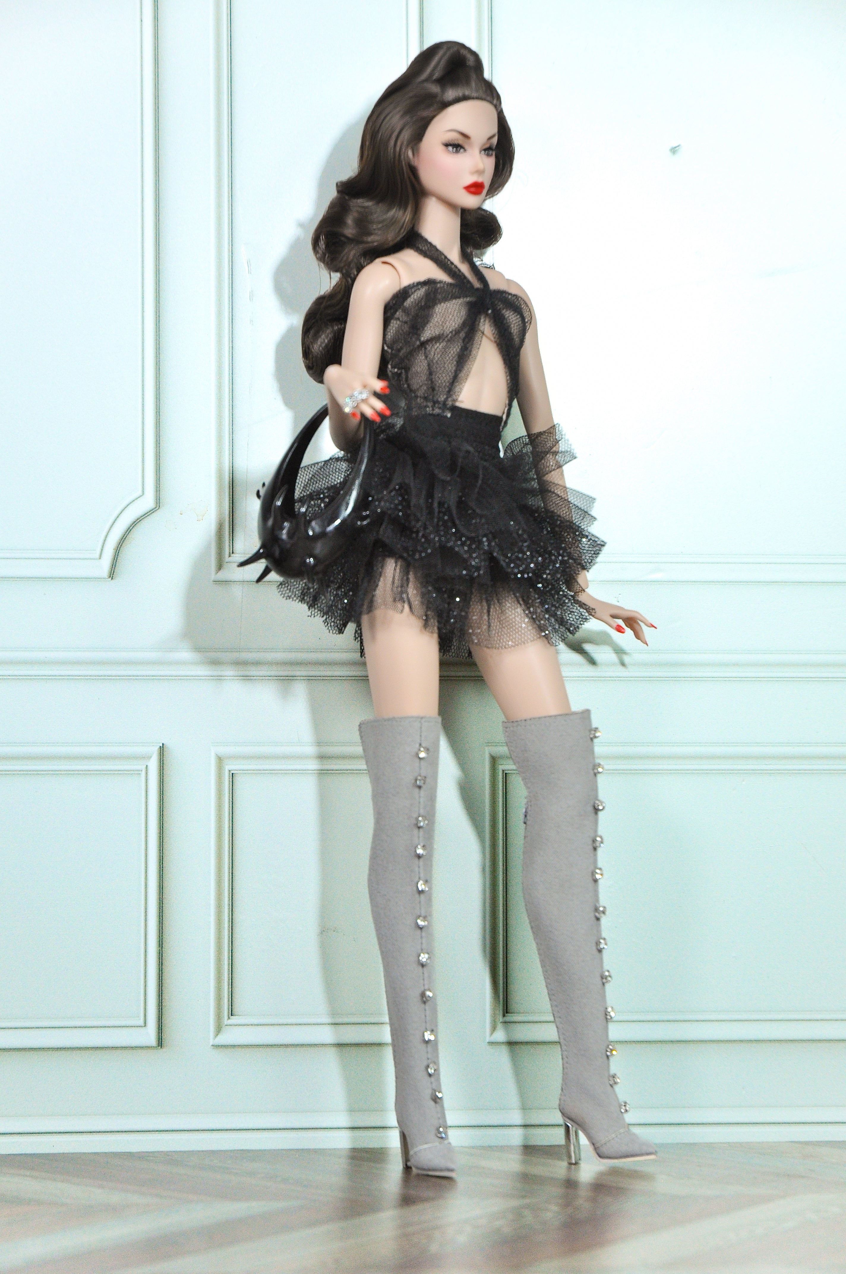 STYLE LAB |  Ruffle dress halter neck for Fashion Royalty & NU FACE doll clothes