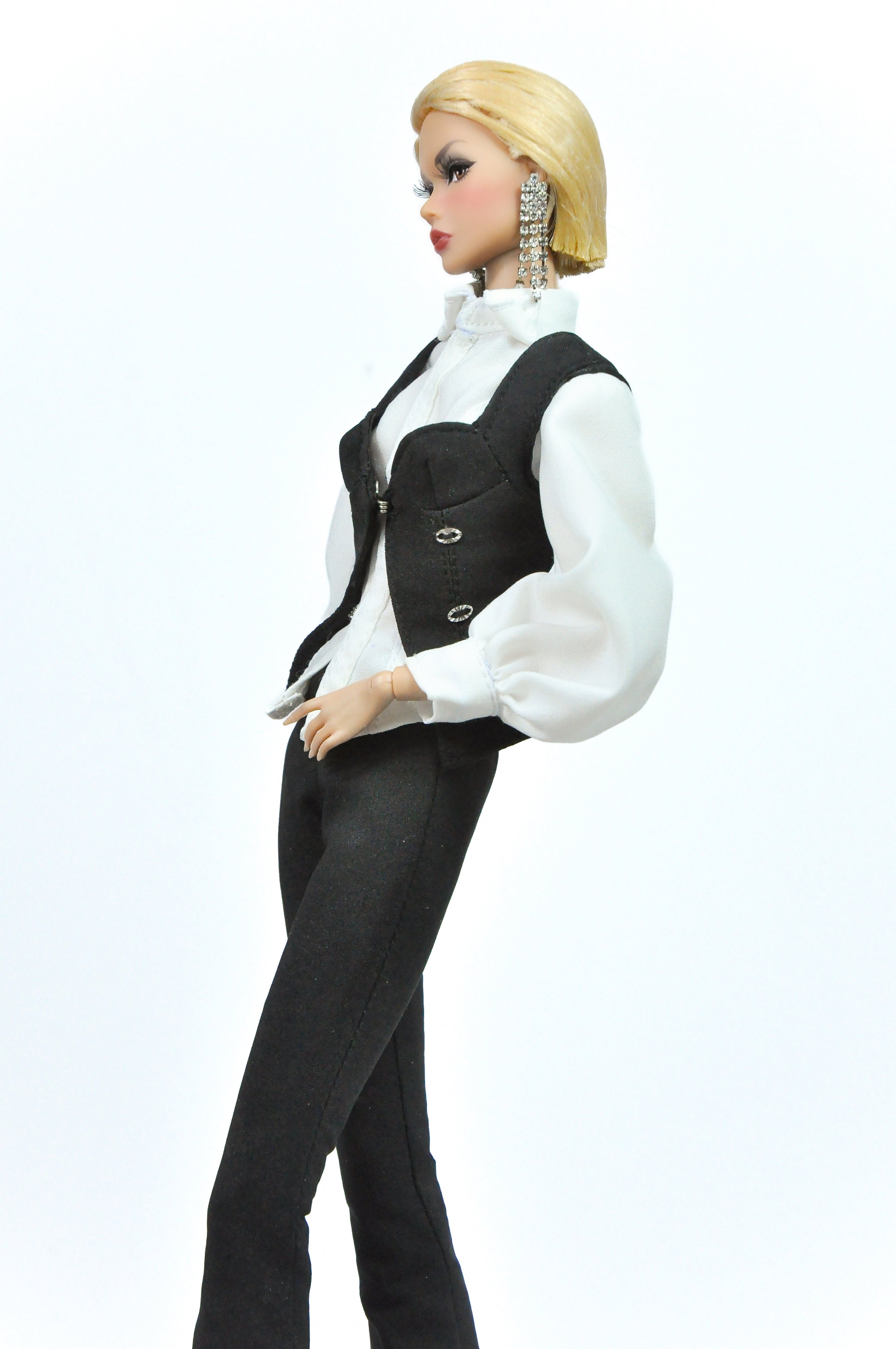OOAK | "Business Attire" - White blouse, sleek pants with bustier waistcoat for Fashion Royalty & NU FACE