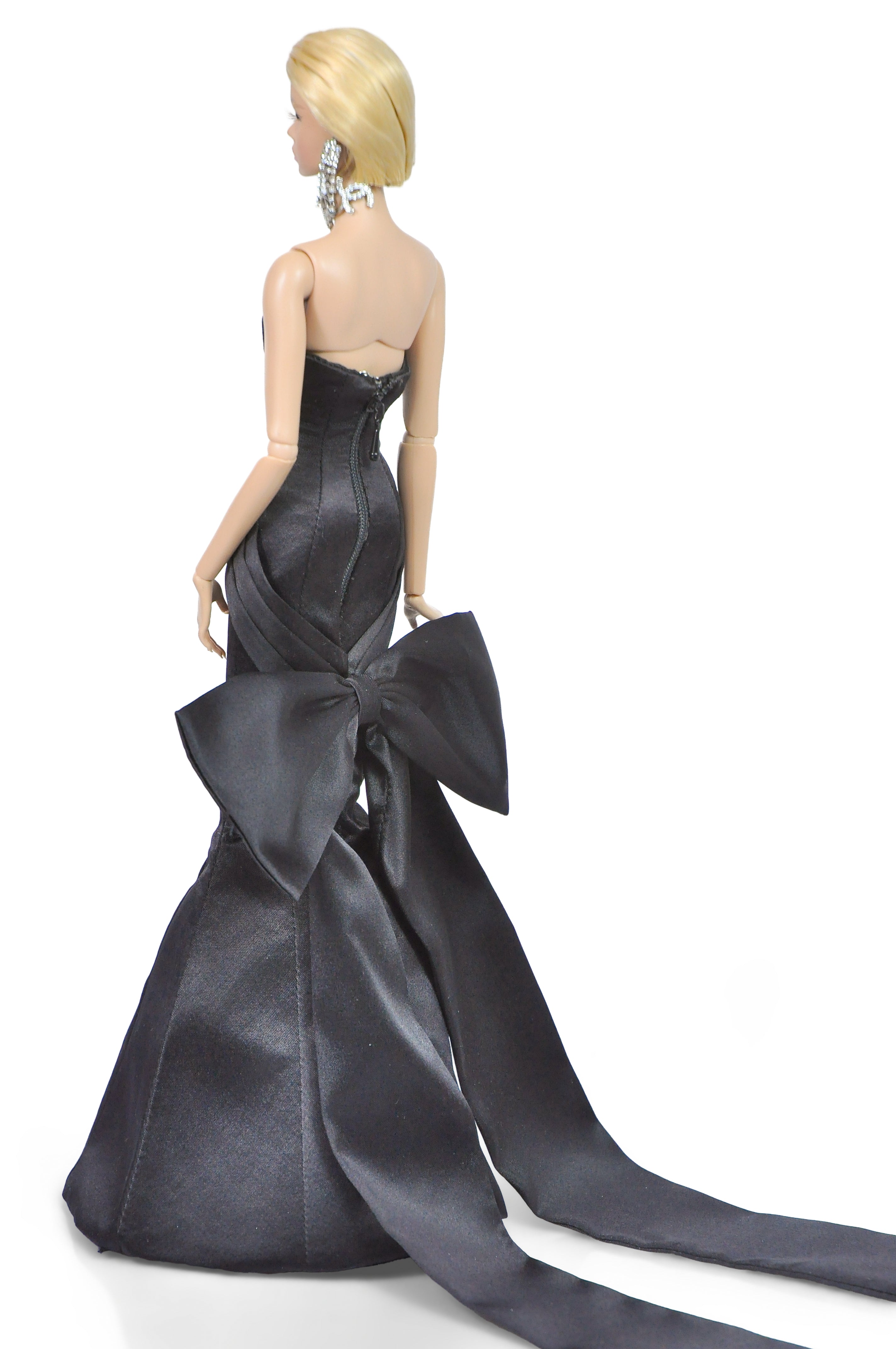 OOAK | Night Rendezvous - Dark black draping gown for Fashion Royalty & NU FACE doll