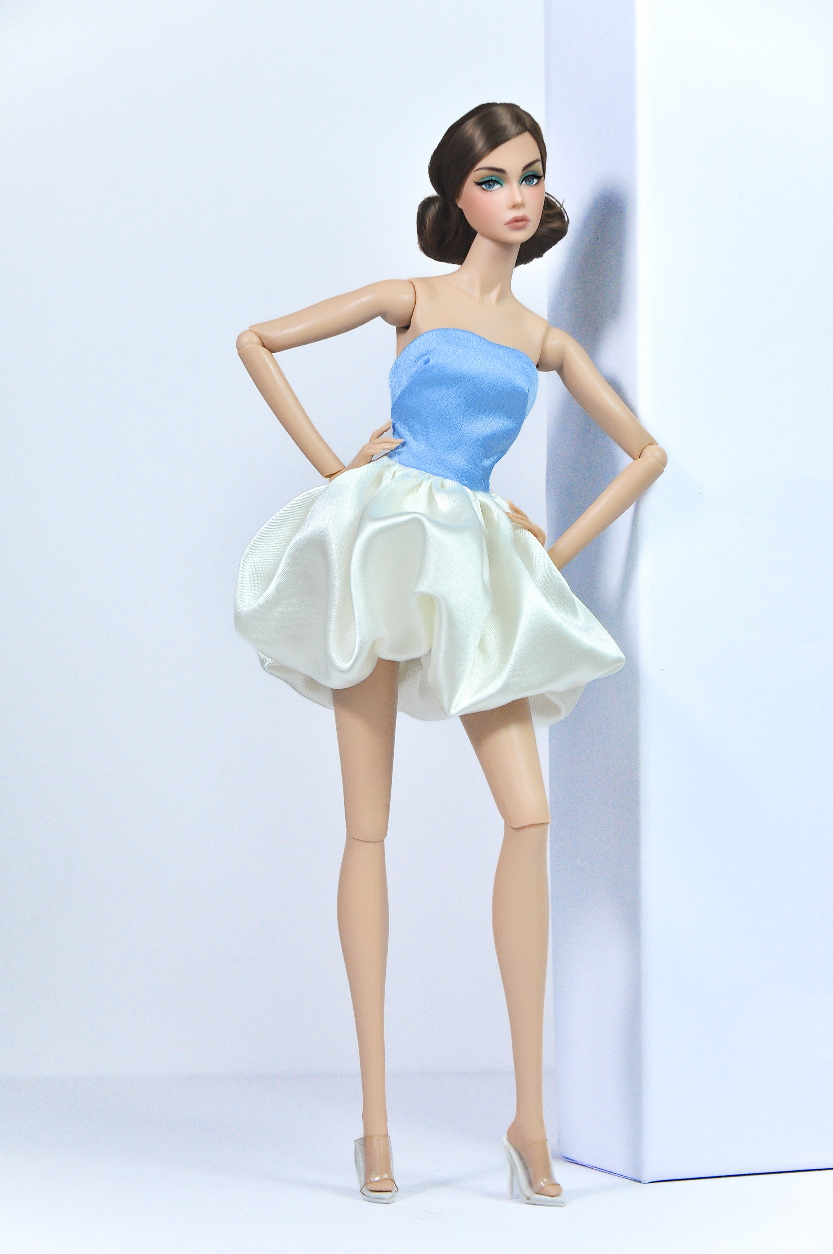 OOAK | "Snowdrop Lace" Pastel Mesh & Skirt Set – Fashion Royalty 6.0 Doll Clothes