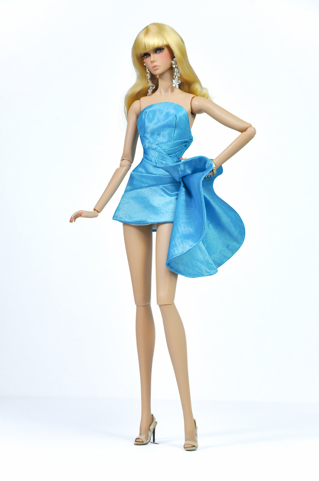 NEW | Azure Whisper – Fashion Royalty Sky Blue Strapless Cocktail Doll Dress