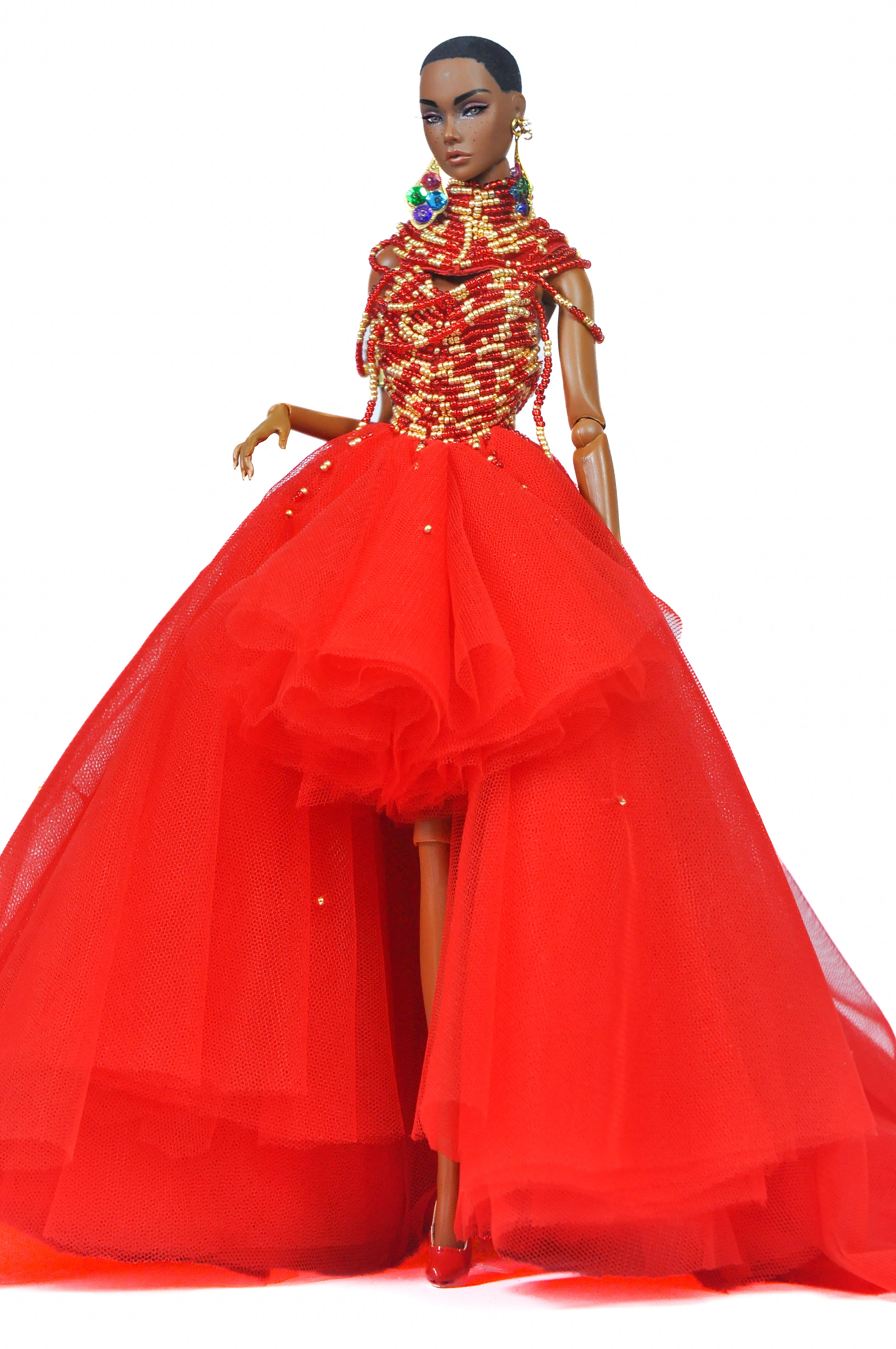 OOAK | Crimson Majesty | Couture Red Gown for Fashion Royalty & Integrity Toys Dolls