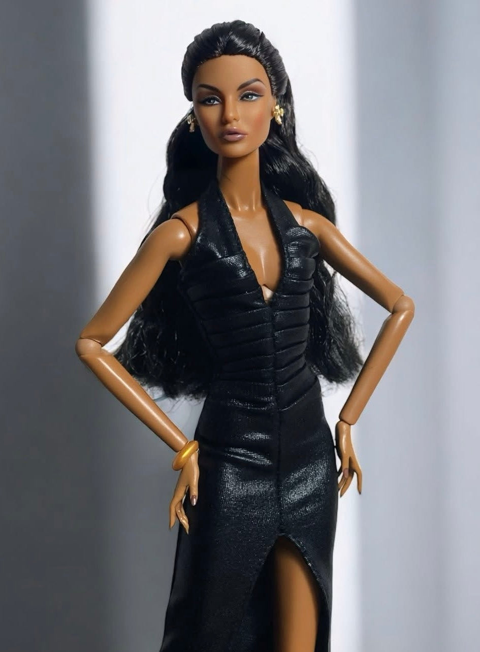 BASIC | "Shady Vivid" - Pleated patent pleather dress for Fashion Royalty Doll Clothes FR 6.0